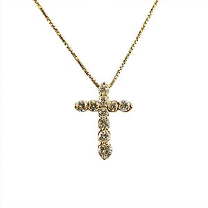 ジュエリー ダイヤモンド D0.50ct ゴールド K18 ゴールドカラー クロス ネックレス