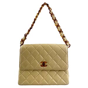 シャネル マトラッセ ラムスキン べっ甲 22㎝ ベージュ ショルダーバッグ