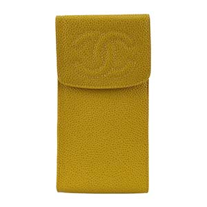 シャネル キャビアスキン CCロゴ イエロー シガレットケース