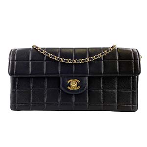シャネル チョコバー ラムスキン ブラック ショルダーバッグ