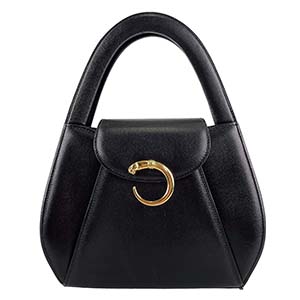 カルティエ パンテール レザー ブラック ハンドバッグ