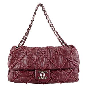 シャネル ウルトラステッチ カーフスキン ボルドー ショルダーバッグ