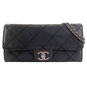 シャネル ウルトラステッチ ラムスキン ブラック チェーンウォレット