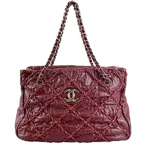 シャネル ウルトラステッチ カーフスキン ボルドー ショルダーバッグ