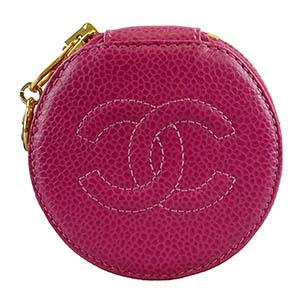 シャネル キャビアスキン CCロゴ ピンク ポーチ