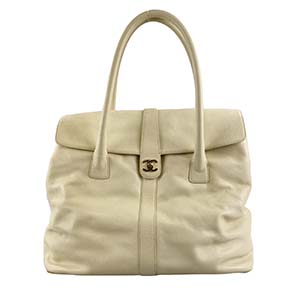 シャネル キャビアスキン クリーム ショルダーバッグ