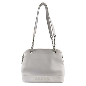 シャネル キャビアスキン ホワイト ショルダーバッグ