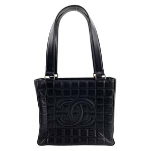 シャネル チョコバー ラムスキン CCロゴ ブラック トートバッグ