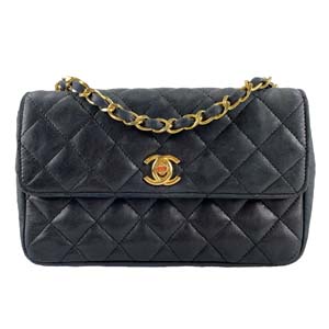 シャネル マトラッセ ラムスキン 19㎝ ブラック ショルダーバッグ