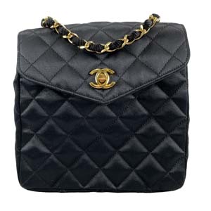 シャネル マトラッセ サテン ブラック ショルダーバッグ