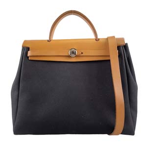 エルメス エールバッグPM トワルアッシュ レザー ブラック 2WAY ハンドバッグ