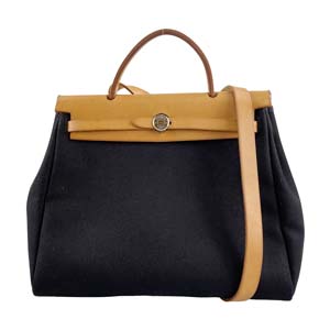 エルメス エールバッグPM トワルアッシュ レザー ブラック 2WAY ハンドバッグ