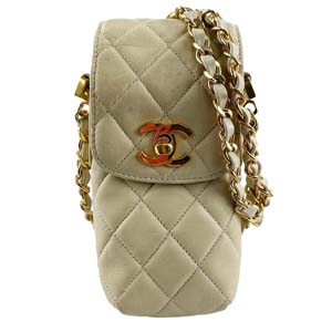 シャネル マトラッセ ラムスキン ベージュ ミニ ショルダーバッグ