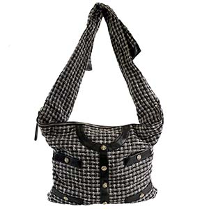 シャネル ガールシャネル ツイード ブラック ショルダーバッグ