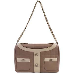 シャネル ガールシャネル レザー ピンクベージュ ショルダーバッグ