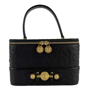 ジャンニ・ヴェルサーチェ オーストリッチ型押し バニティ ハンドバッグ