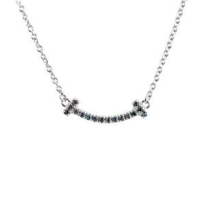 ティファニー Tスマイル ミニ K18 ホワイトゴールド ブルートパーズ ネックレス