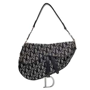 ディオール サドルバッグ トロッター キャンバス レザー ブラック ハンドバッグ