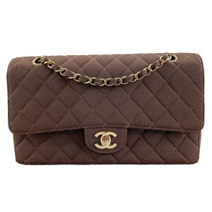 シャネル マトラッセ 25㎝ コットン ブラウン ショルダーバッグ