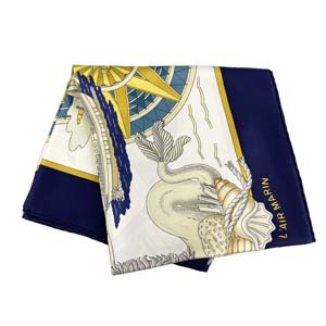 エルメス カレ 90 シルク ネイビー スカーフ
