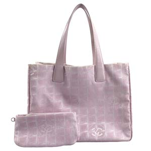 シャネル ニュートラベルライン ナイロンジャガード ピンク トートバッグ