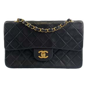 シャネル マトラッセ ラムスキン 24㎝ ブラック ショルダーバッグ