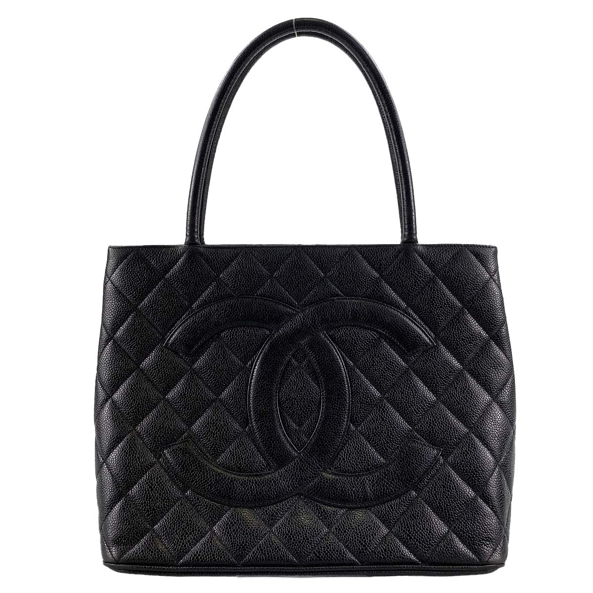 シャネル 復刻トート マトラッセ キャビアスキン ブラック トートバッグ