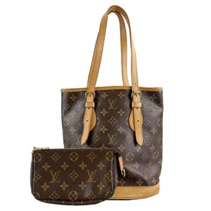 ルイ・ヴィトン モノグラム バケットPM ブラウン ショルダーバッグ