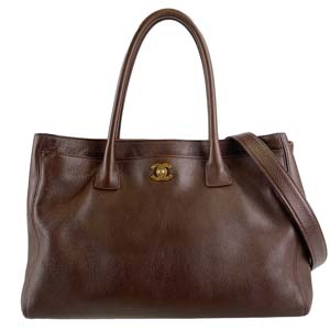 シャネル タイムレスクラシック エグゼクティブトート キャビアスキン ブラウン 2WAY トートバッグ