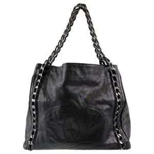 シャネル ラグジュアリー キャビアスキン ブラック トートバッグ 