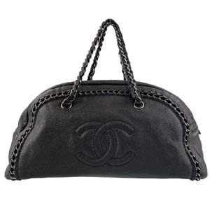 シャネル ラグジュアリー レザー ブラック ボストンバッグ