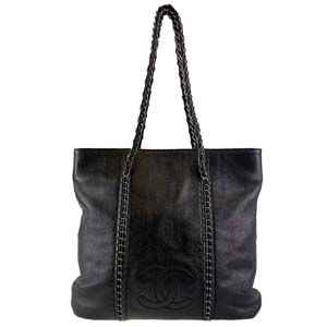 シャネル ラグジュアリー レザー ブラック トートバッグ