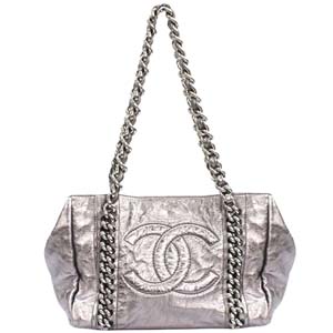 シャネル ラグジュアリー レザー シルバー ショルダーバッグ