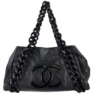 シャネル ラグジュアリー カーフスキン ブラック トートバッグ