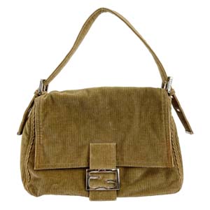 フェンディ マンマバゲット コーデュロイ キャメル ショルダーバッグ