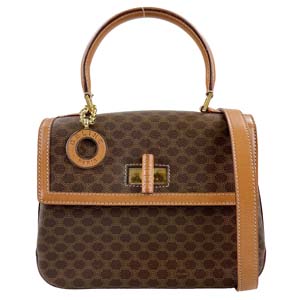 セリーヌ マカダム サークル PVC レザー ブラウン 2WAY ハンドバッグ