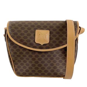 セリーヌ マカダム PVC レザー ブラウン ショルダーバッグ