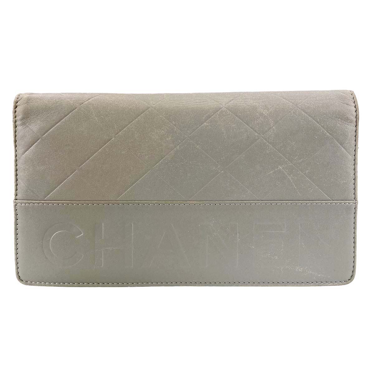 シャネル マトラッセ カーフスキン グレー 財布