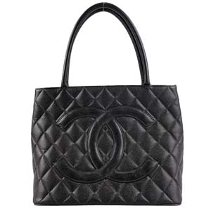 シャネル 復刻トート マトラッセ キャビアスキン ブラック トートバッグ