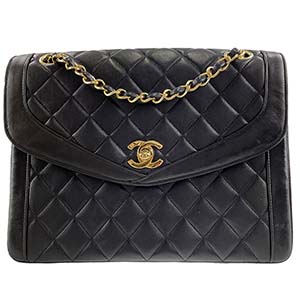 シャネル マトラッセ ラムスキン 23㎝ ブラック チェーン ショルダーバッグ