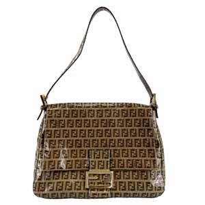 フェンディ マンマバゲット ズッキーノ PVC レザー ブラウン ショルダーバッグ