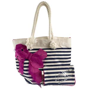 ランバン オンブルー キャンバス ボーダー ネイビー トートバッグ