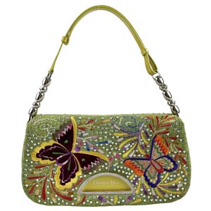 ディオール マリスパール キャンバス ラインストーン グリーン ハンドバッグ