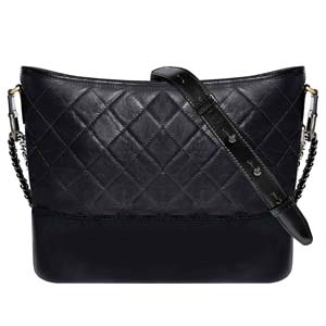 シャネル ガブリエル ドゥ シャネル エイジドカーフスキン ラージ ホーボー ブラック ショルダーバッグ