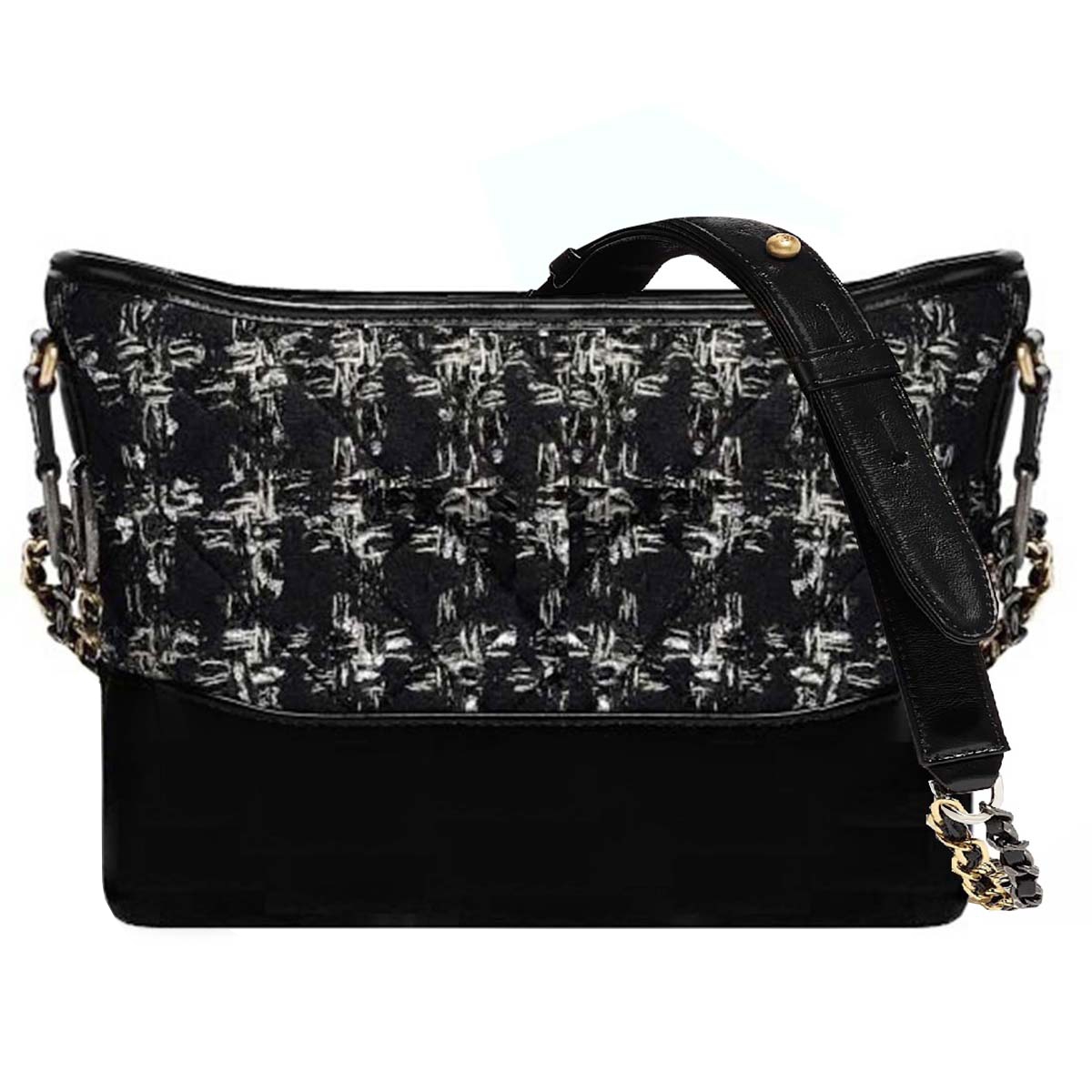 シャネル ガブリエル ドゥ シャネル ツイード カーフスキン ホーボー ブラック ショルダーバッグ