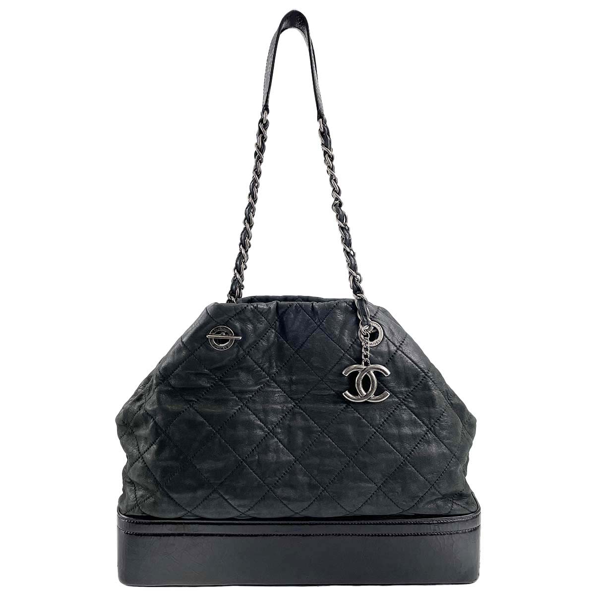 シャネル ガブリエル ドゥ シャネル カーフスキン ブラック ショルダーバッグ