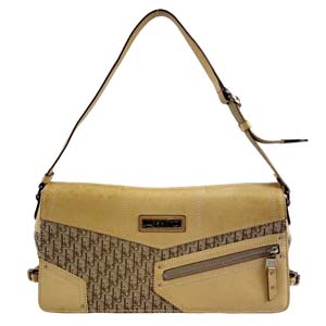 ディオール トロッター キャンバス レザー ベージュ ショルダーバッグ
