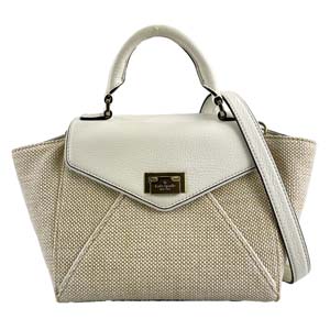 ケイトスペード  レザー 麻 ホワイト 2WAY ハンドバッグ