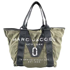 マークジェイコブス ニューロゴトート コットン ナイロン カーキ トートバッグ
