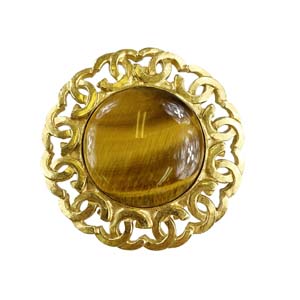 シャネル ゴールドメッキ カラーストーン ゴールド ブローチ